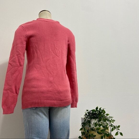 Karen Scott Pink Lace-Up Neck Sweater | Long Sleeve Knit Pullover | Size Small - Picture 3 of 4